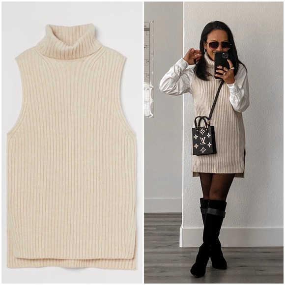 Hu0026M | Sweaters | Turtleneck Sweater Vest In Cream | Poshmark